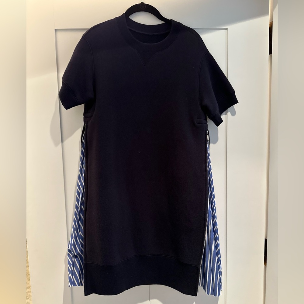 Sacal navy shirt sleeve sweatshirt dress